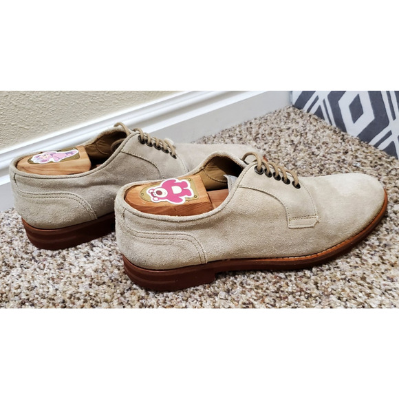 Barneys New York Men’s 7.5 M Beige Suede Derby Shoes Made in Italy Lace Up main image 11